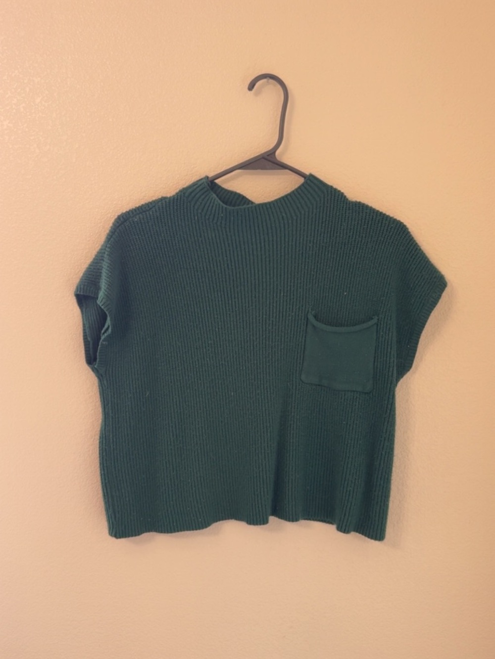 Forest Green Knit Pocket Sweater Top